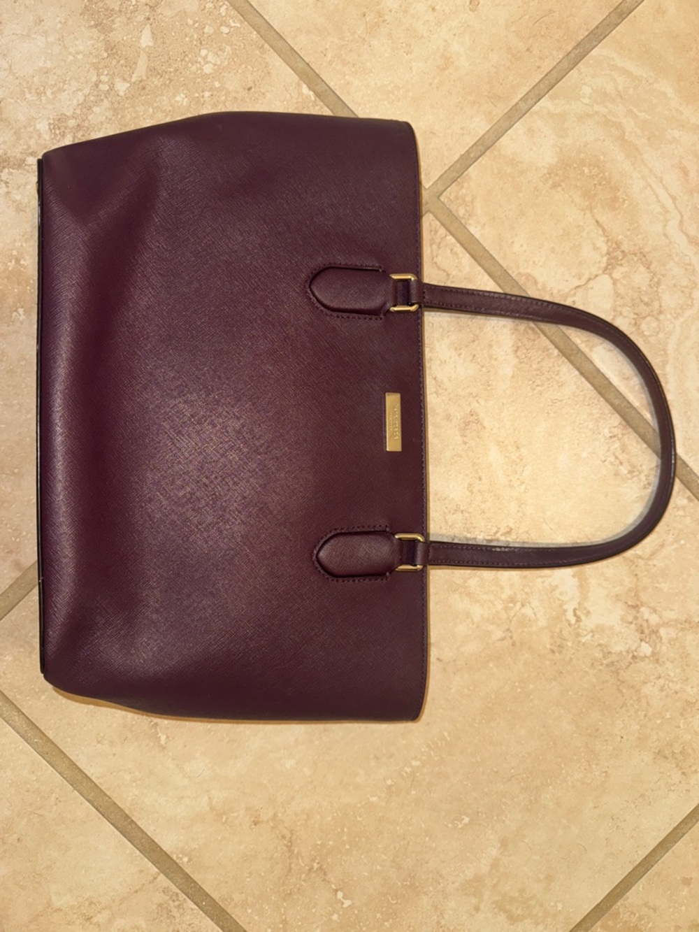 kate spade Saffiano Tote in Plum with Gold Hardware